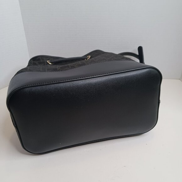 Calvin Klein Bucket Bag Black Initial Canvas Gabrianna Cross Body Faux Leather - Picture 4 of 12